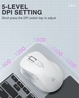 SM66 Dual Mode Wireless Gaming Mouse, Rechargeable RGB Ergonomic Mice with Adjustable DPI ,white - 45-Degree Angle
