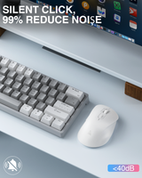 SM66 Dual Mode Wireless Gaming Mouse, Rechargeable RGB Ergonomic Mice with Adjustable DPI ,white - Rear View