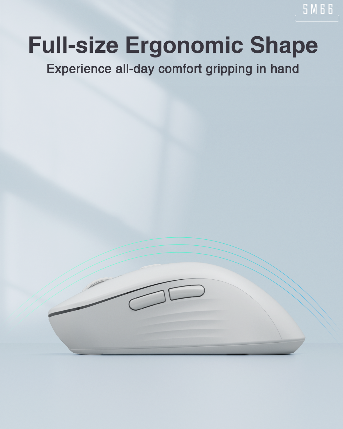 SM66 Dual Mode Wireless Gaming Mouse, Rechargeable RGB Ergonomic Mice with Adjustable DPI ,white