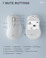 SM66 Dual Mode Wireless Gaming Mouse, Rechargeable RGB Ergonomic Mice with Adjustable DPI ,white - Extra Image