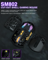 SM802 Tri‑Mode Gaming Mouse, Adjustable DPI, RGB Backlight, Ergonomic Wireless Mouse,black - 45-Degree Angle