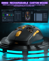 SM802 Tri‑Mode Gaming Mouse, Adjustable DPI, RGB Backlight, Ergonomic Wireless Mouse,black - Rear View