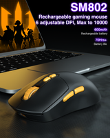 SM802 Tri‑Mode Gaming Mouse, Adjustable DPI, RGB Backlight, Ergonomic Wireless Mouse,black - Close-Up Angle