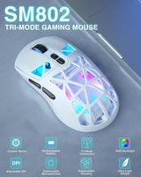 SM802 Tri‑Mode Gaming Mouse, Adjustable DPI, RGB Backlight, Ergonomic Wireless Mouse,white - Front View