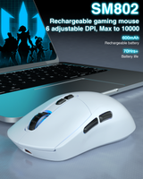 SM802 Tri‑Mode Gaming Mouse, Adjustable DPI, RGB Backlight, Ergonomic Wireless Mouse,white - Top-Down View