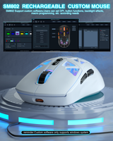 SM802 Tri‑Mode Gaming Mouse, Adjustable DPI, RGB Backlight, Ergonomic Wireless Mouse,white - Rear View