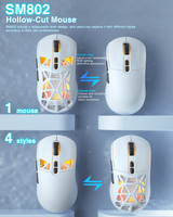 SM802 Tri‑Mode Gaming Mouse, Adjustable DPI, RGB Backlight, Ergonomic Wireless Mouse,white - Close-Up Angle