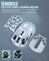 SM802 Tri‑Mode Gaming Mouse, Adjustable DPI, RGB Backlight, Ergonomic Wireless Mouse,white - Extra Image
