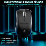 SOLAKAKA SM805 Tri-Mode Lightweight Wireless Gaming Mouse, 24000 DPI with Two Side Buttons，black - Side View