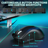 SOLAKAKA SM805 Tri-Mode Lightweight Wireless Gaming Mouse, 24000 DPI with Two Side Buttons，black