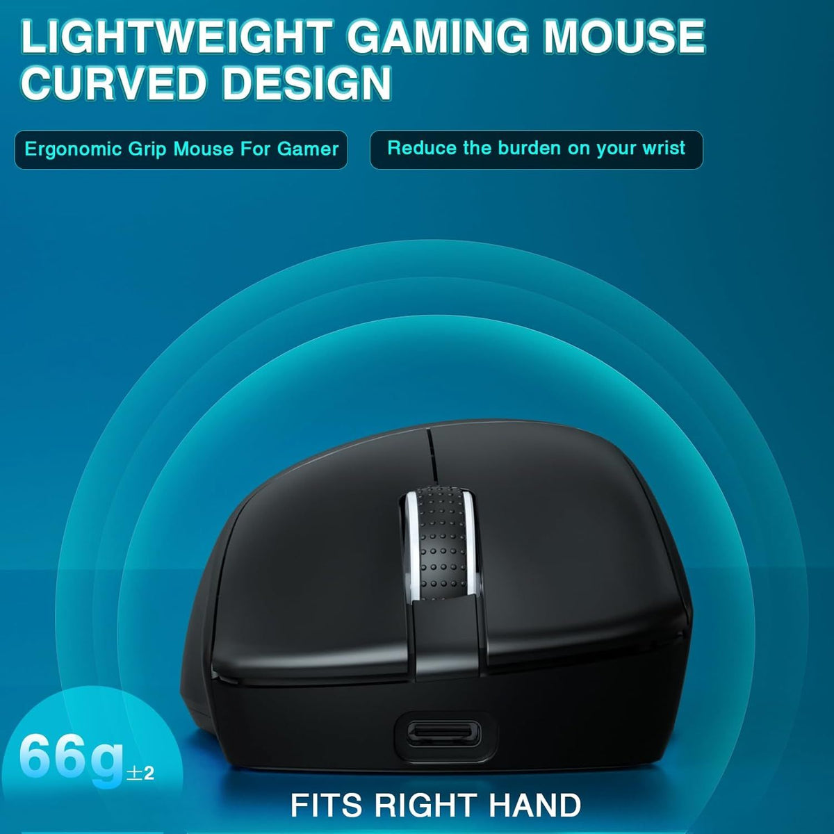 SOLAKAKA SM805 Tri-Mode Lightweight Wireless Gaming Mouse, 24000 DPI with Two Side Buttons，black