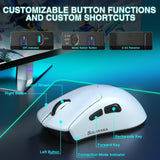 SOLAKAKA SM805 Tri-Mode Lightweight Wireless Gaming Mouse, 24000 DPI with Two Side Buttons，white - Top-Down View