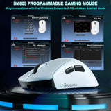 SOLAKAKA SM805 Tri-Mode Lightweight Wireless Gaming Mouse, 24000 DPI with Two Side Buttons，white - Close-Up Angle
