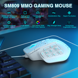 SOLAKAKA SM809 Wired Gaming Mouse，white - Front View