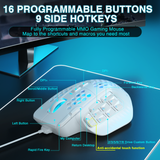 SOLAKAKA SM809 Wired Gaming Mouse，white - 45-Degree Angle