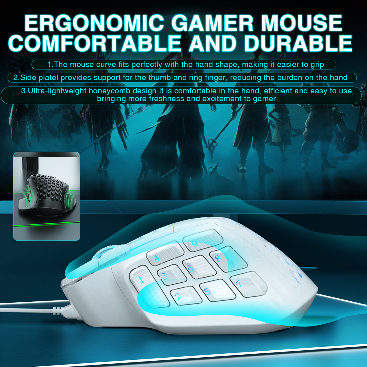 SOLAKAKA SM809 Wired Gaming Mouse，white