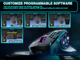 SM809pro Tri-Mode  Wireless Gaming Mouse, Adjustable DPI RGB Backlight,black - Rear View
