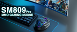 SM809pro Tri-Mode  Wireless Gaming Mouse, Adjustable DPI RGB Backlight,black - Close-Up Angle