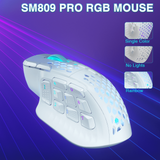 SM809pro Tri-Mode  Wireless Gaming Mouse, Adjustable DPI RGB Backlight,white