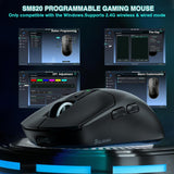 SOLAKAKA SM820 Wireless Gaming Mouse with RGB Charging Dock,24000 DPI Tri-Modes Wireless Mouse，black - Close-Up Angle