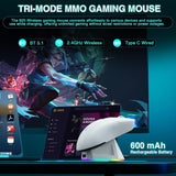 SOLAKAKA SM820 Wireless Gaming Mouse with RGB Charging Dock,24000 DPI Tri-Modes Wireless Mouse，white - Top-Down View