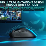 SOLAKAKA SM850 Ergonomic Tri-Mode Wireless RGB Gaming Mouse，black - Rear View