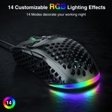 SOLAKAKA SM900 Wired Gaming Mouse with Honeycomb Shell，black - Top-Down View