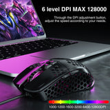 SOLAKAKA SM900 Wired Gaming Mouse with Honeycomb Shell，black - Rear View