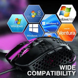 SOLAKAKA SM900 Wired Gaming Mouse with Honeycomb Shell，black