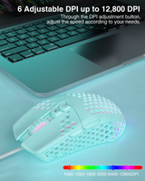 SOLAKAKA SM900 Wired Gaming Mouse with Honeycomb Shell，green - Close-Up Angle