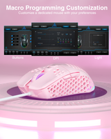SOLAKAKA SM900 Wired Gaming Mouse with Honeycomb Shell，pink - Top-Down View