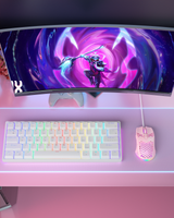 SOLAKAKA SM900 Wired Gaming Mouse with Honeycomb Shell，pink