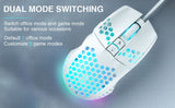 SOLAKAKA SM900 Wired Gaming Mouse with Honeycomb Shell，white - Side View