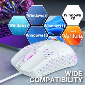 SOLAKAKA SM900 Wired Gaming Mouse with Honeycomb Shell，white