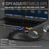 SOLAKAKA SM901 Gaming Mouse,13800DPI RGB Mouse with Programmable Buttons,53g Lightweight Wired Mouses for Gamer,Black - Top-Down View
