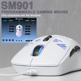SOLAKAKA SM901 Gaming Mouse,13800DPI RGB Mouse with Programmable Buttons,53g Lightweight Wired Mouses for Gamer,white - Front View