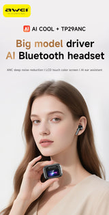 TP29 True Wireless Bluetooth Earbuds, Touch Control In Ear Headphones,black - Side View