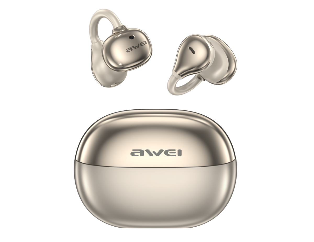 AWEI TZ50 Open Ear Wireless Earbuds with LED Power Display,Beige