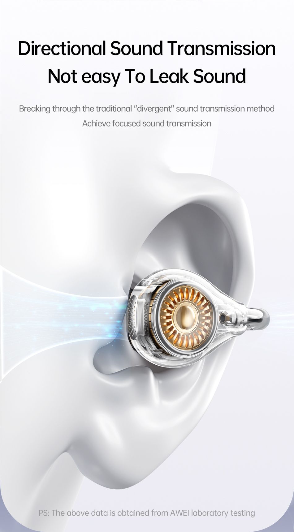 AWEI TZ50 Open Ear Wireless Earbuds with LED Power Display,Beige