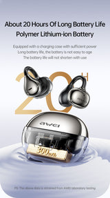 AWEI TZ50 Open Ear Wireless Earbuds with LED Power Display,Beige