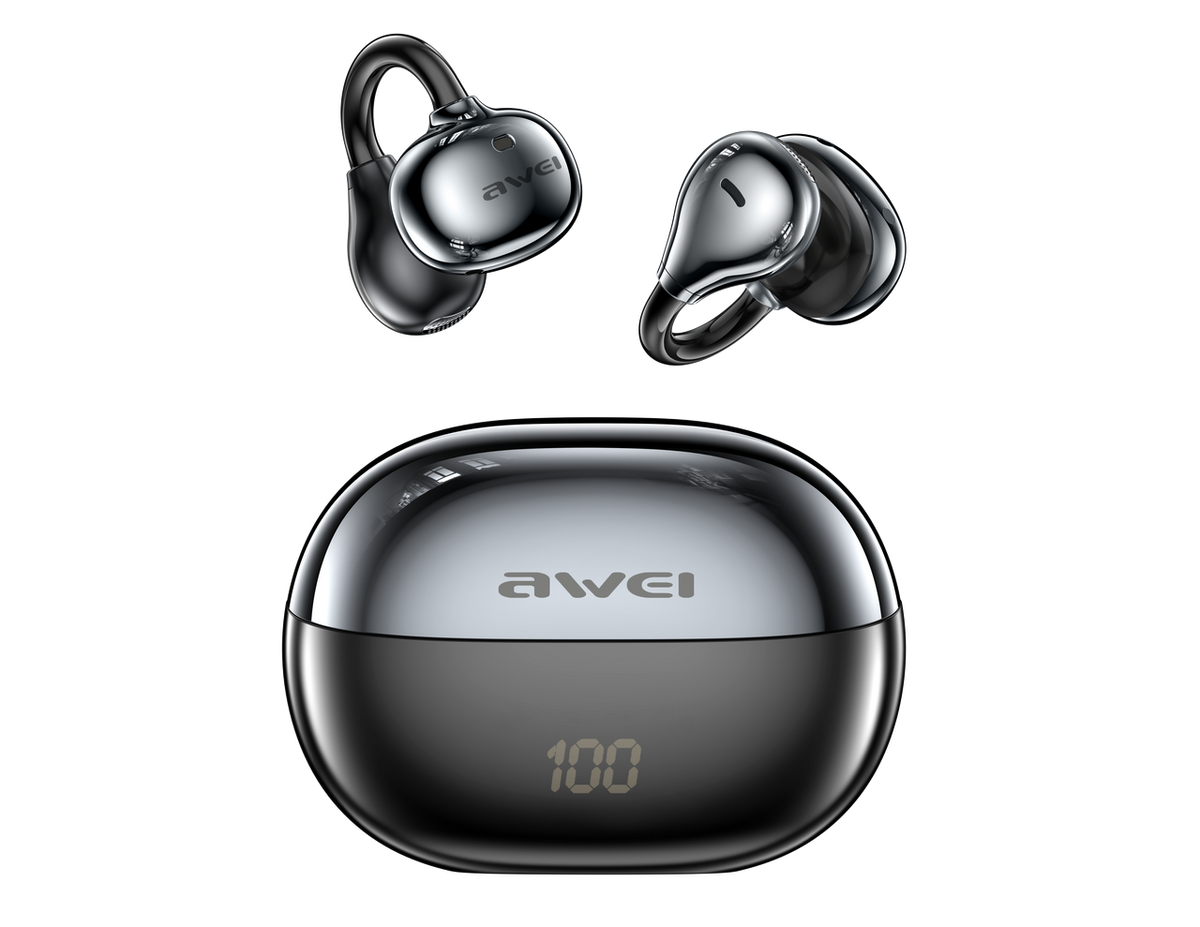 AWEI TZ50 Open Ear Wireless Earbuds with LED Power Display,black