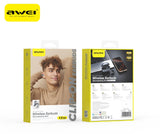 AWEI TZ50 Open Ear Wireless Earbuds with LED Power Display,black - Front View