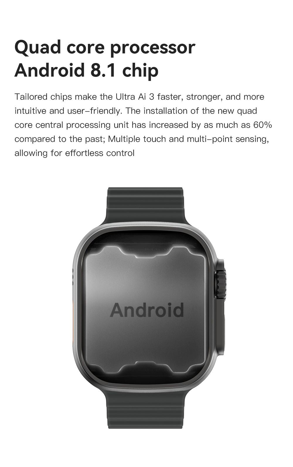 UltraAi3 5G Smart Watch, Retractable Rotating Camera，black