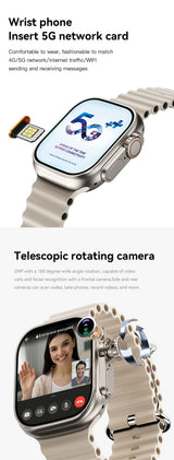 UltraAi3 5G Smart Watch, Retractable Rotating Camera，silver