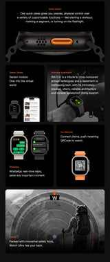 DT Ultra5pro Smart Watch, Full Touch Fitness Watch for Men Women，Silver - Low Angle