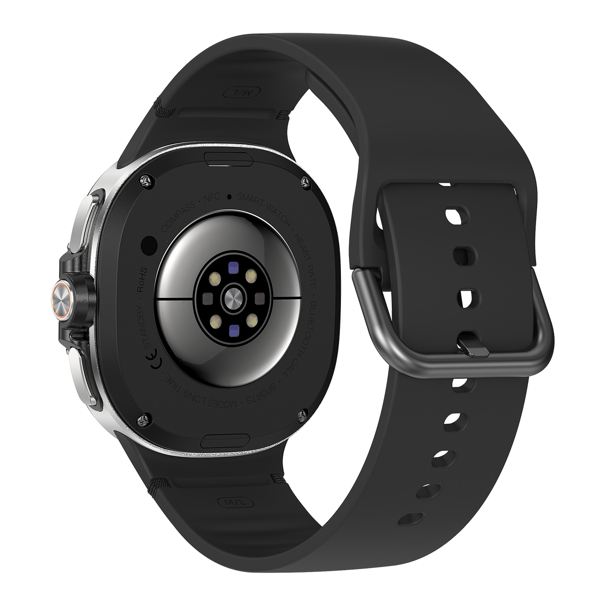 Watch8Classic-SU02 Smart Watch, Full Touch Screen Silicone Sports Wrist Watch for Men Women，Black