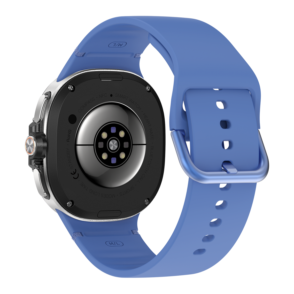 Watch8Classic-SU02 Smart Watch, Full Touch Screen Silicone Sports Wrist Watch for Men Women，Blue