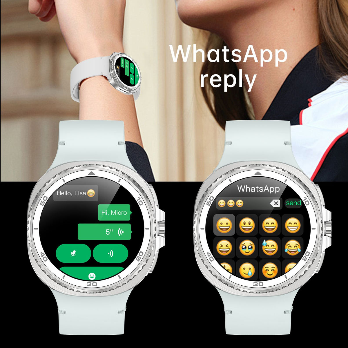 Watch8Classic-SU02 Smart Watch, Full Touch Screen Silicone Sports Wrist Watch for Men Women，Pink