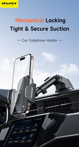 X72 360° Rotation Car Phone Holder, Auto Lock Air Vent Mount for All Mobile Phones，black - Side View
