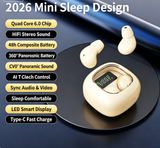 Y19 Mini Hidden Sleep Wireless Bluetooth Earbuds with LED Digital Display，Cream Skin